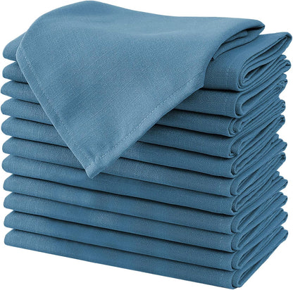 Cloth Napkins Set of 12 (18" X 18") Linen Textured Dinner Napkins Waterproof Extra Soft Thick Durable Reusable Napkins with Hemmed Edges for Dinners, Weddings and Everyday Use, Ink Blue
