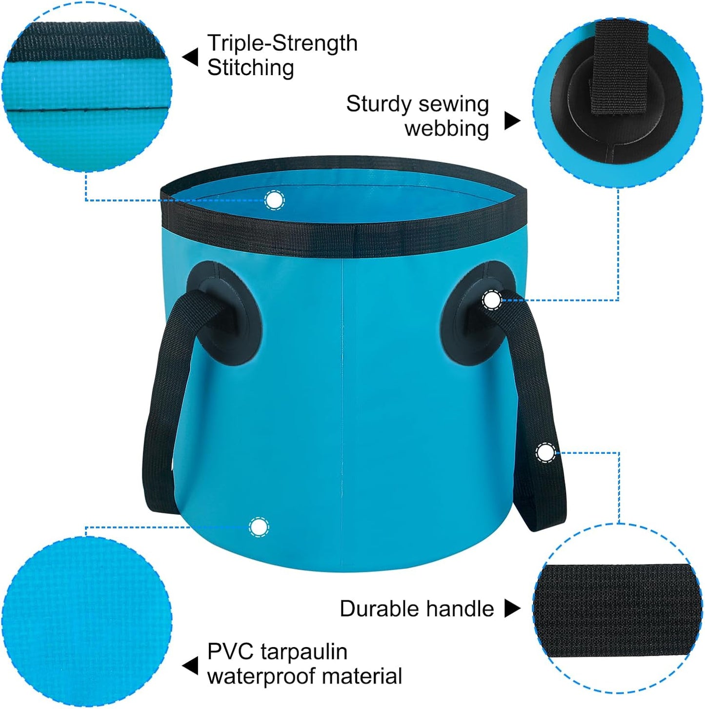 Car Wash Bucket 3.2 Gallon, Collapsible Bucket for Cleaning Supplies Car Wash Fishing, Plumbing Water Container Outdoor Camping Kids Sand Play Toy Organizer, Portable Laundry Wash Basin RV Essentials