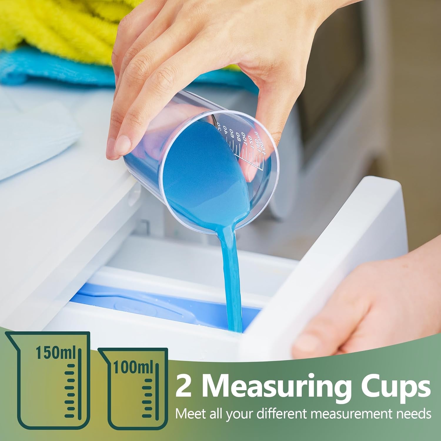 Liquid Laundry Detergent Dispenser with Bamboo Tray, 2 Pack 64 Oz Plastic Laundry Soap Dispenser, Fabric Softener Dispenser with Pump and Labels for Laundry Room Decor and Organization