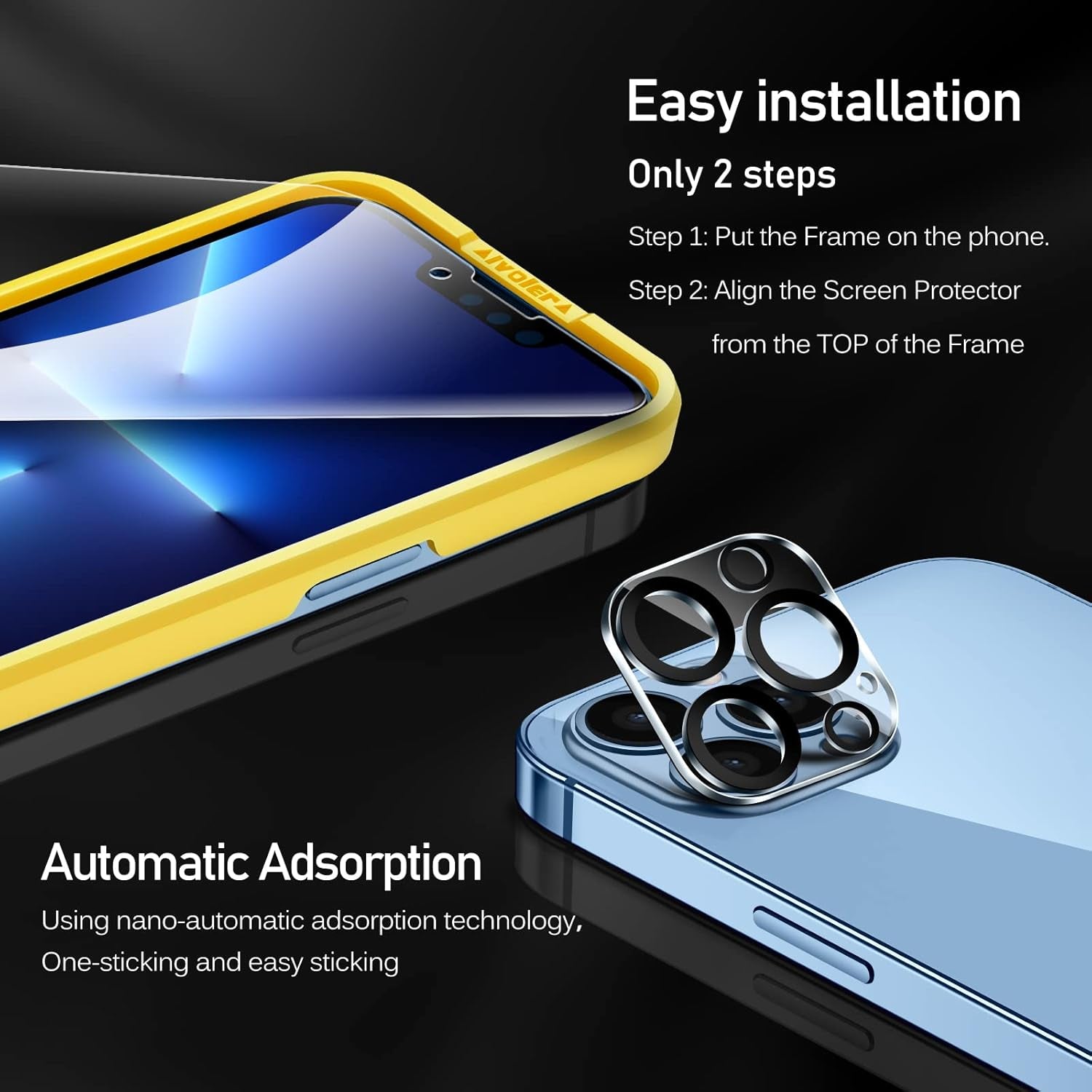 [4+2Pack]Screen Protector Compatible with Iphone 13 Pro Max 6.7‘’[4 Pack]With [2 Pack] Camera Lens Protector, HD Tempered Glass Film with Align Frame, 9H Hardness, Bubble Free,Scratch Resistant