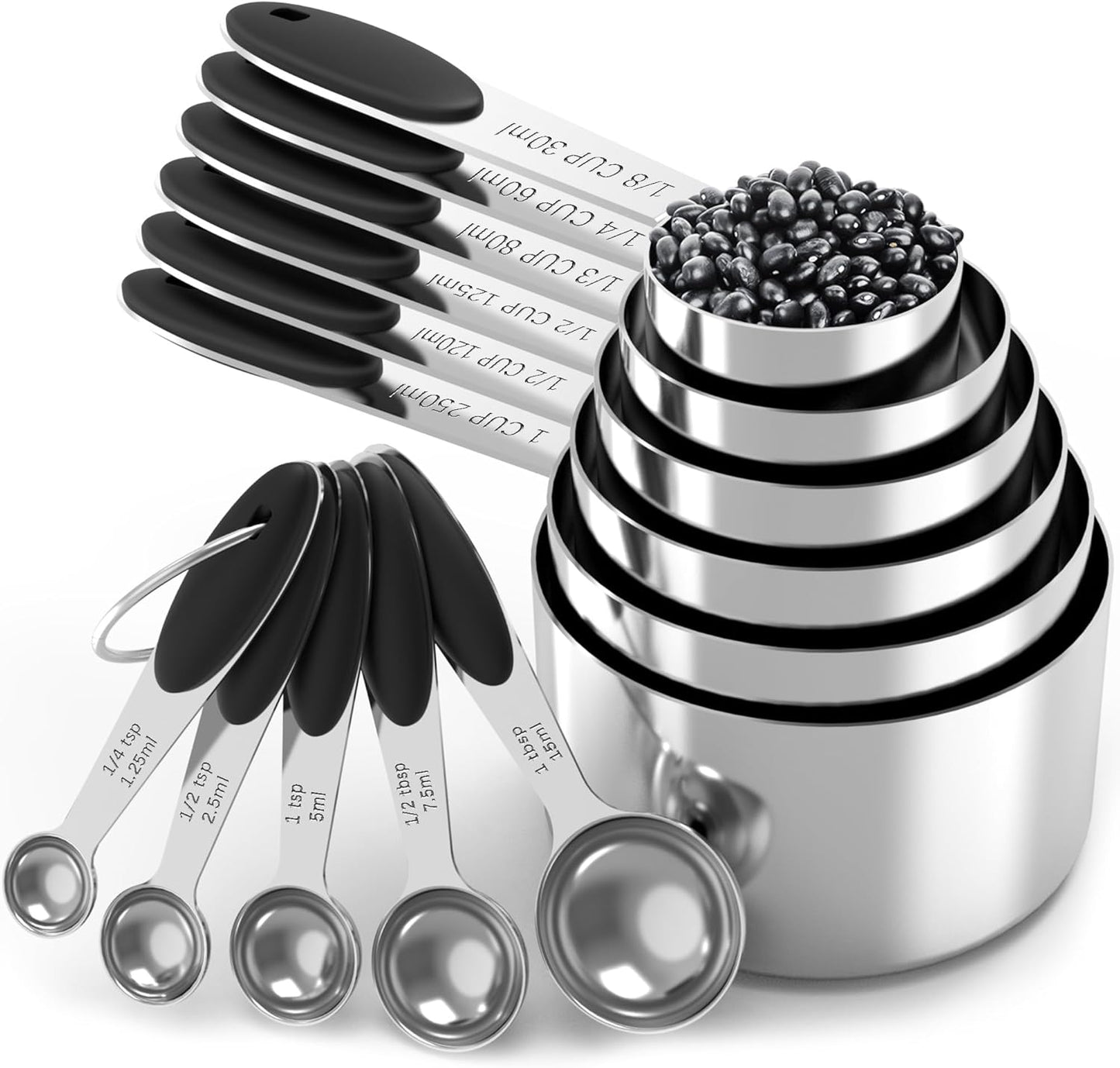 Measuring Cups and Spoons Set, Stainless Steel, Kitchen Utensils for Cooking and Baking (11)