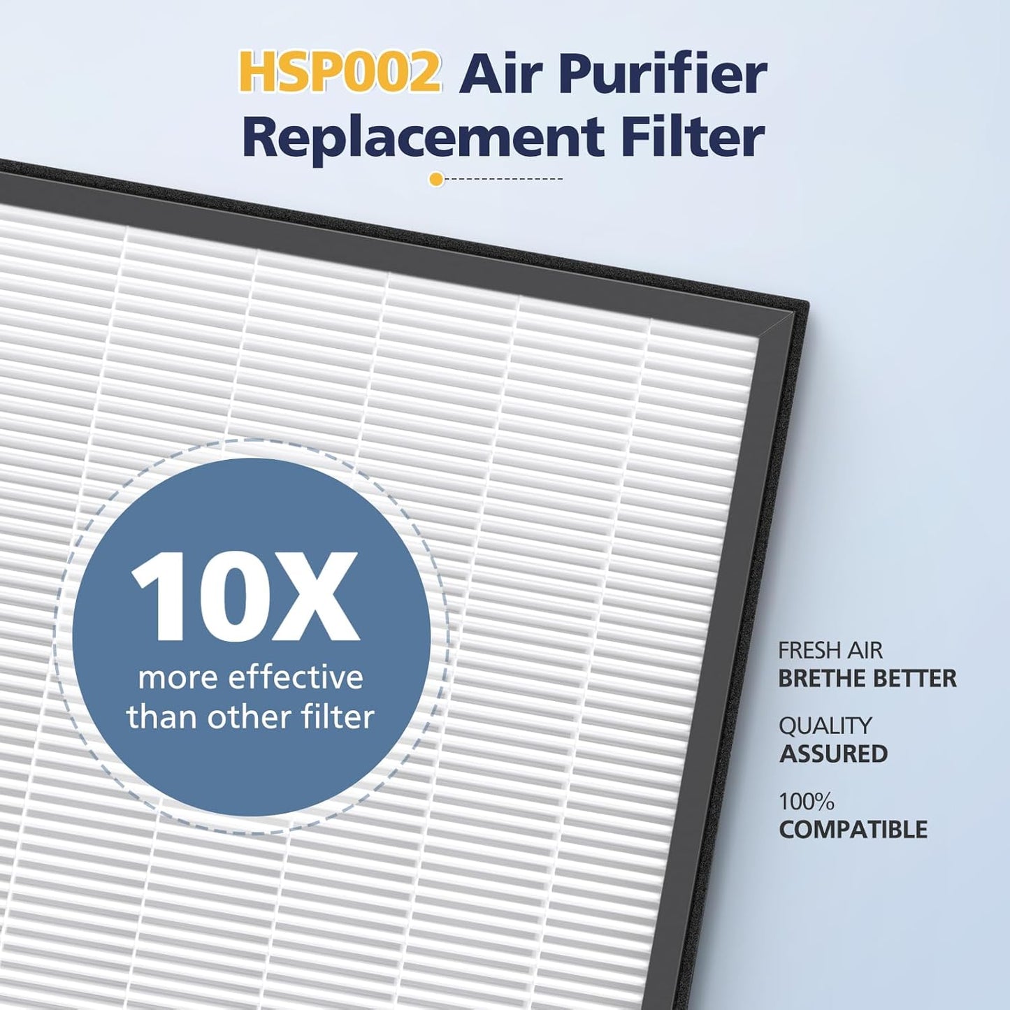2 Pack HSP002 Replacement Filter Compatible with HATHASPACE HSP002 Smart Air Purifiers, 4-In-1 HEPA and Activated Carbon Filter