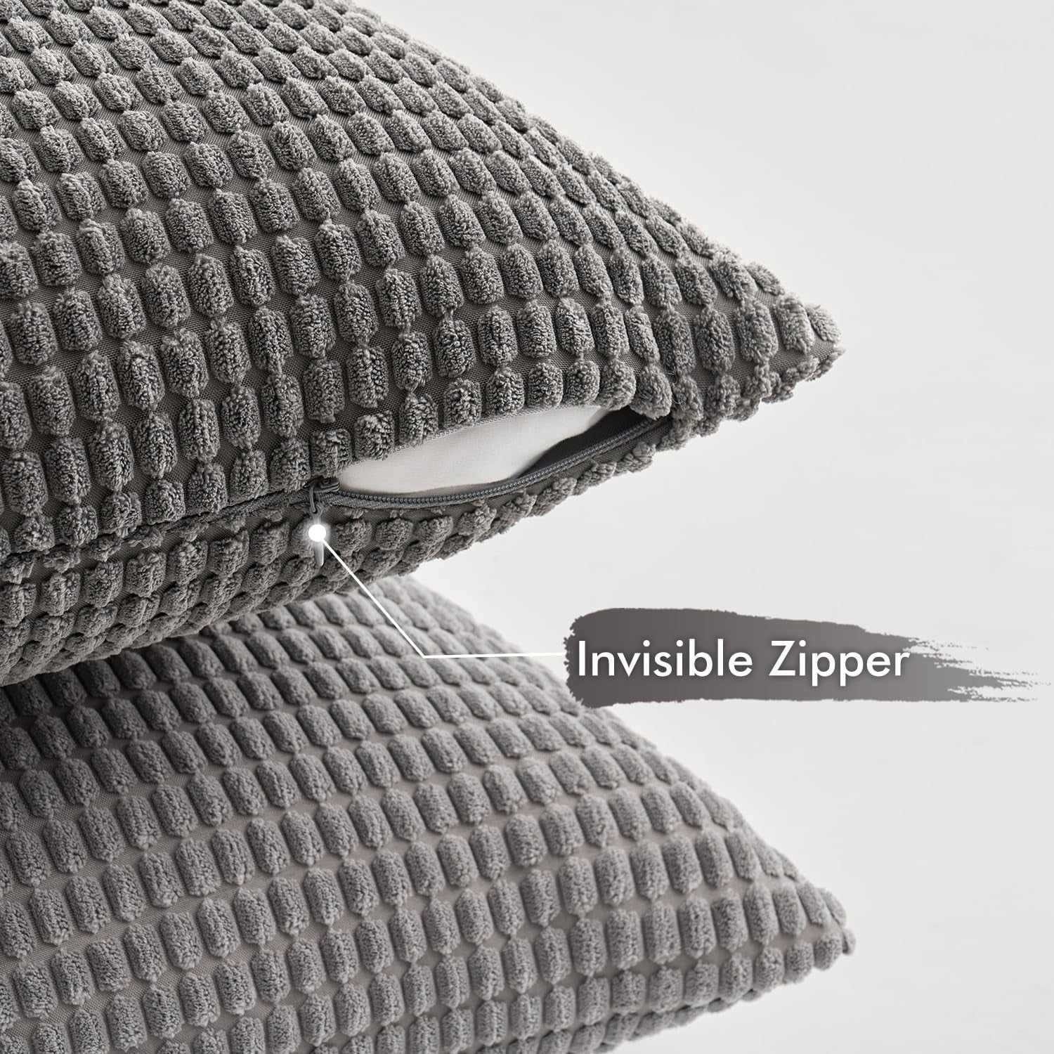 Timeless Neutral Pillow Covers 18X18 Inch Set of 4 Mid Century Modern Grey Throw Pillows Rustic Corduroy Couch Pillowcases Nordic Home Decor for Sofa Living Room Bed