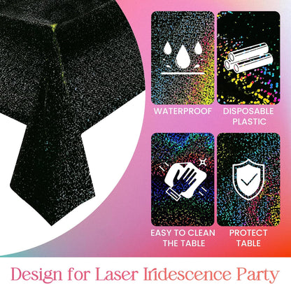 Black and Green Holographic Tablecloth 40" x 108" - Elegant Hot Pink Party Decoration for Valentine's Day, Birthday Celebrations, Halloween, and Baby Showers