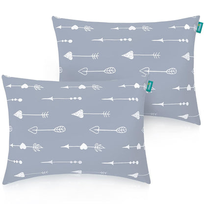 Toddler Pillow for Sleeping, Kid Pillow 14" X 19" for Small Travel Bed, Nap Pillow for Crib, Soft & Skin-Friendly Small Pillows for Sleeping, Toddler Use Only, Age 2 to 5 (Grey Arrow)
