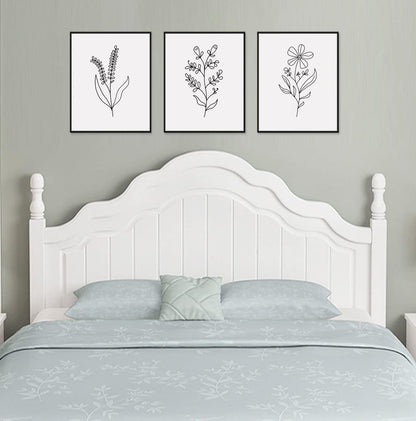 Minimal Line Botanical Prints, Flower Line Art Prints, Set of 3, Gallery Wall Art, Botanical Prints, Wild Flowers Art, Floral Line Art, Minimal Floral Decor, 11X14Inch Unframed