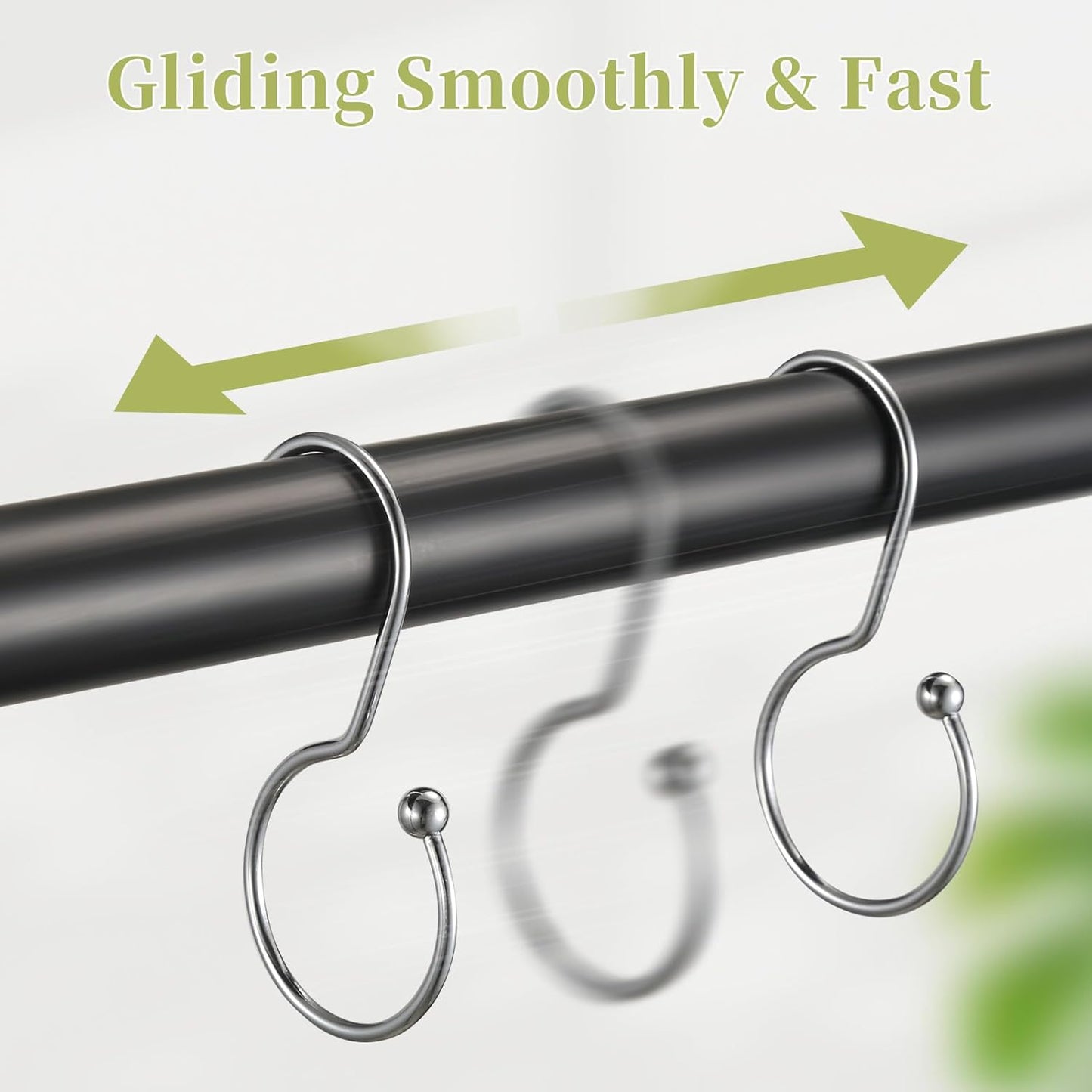 24 Pack Shower Curtain Hooks, Anti-Fall S-Shaped Shower Curtain Ring, Decorative Silver Shower Curtain Hooks Rings Rust Proof Shower Rings for Curtain, Shower Hooks for Shower Curtain, Chrome