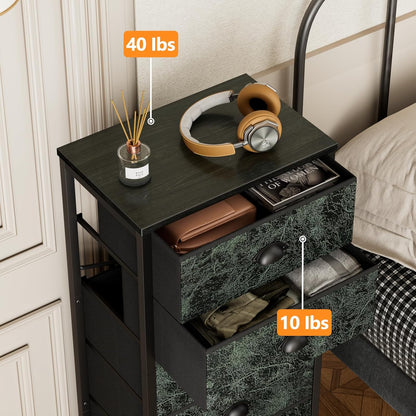 Vertical Dresser with 6 Drawers - Vintage Green Storage Tower Unit for Bedroom, Living Room, and Entryway