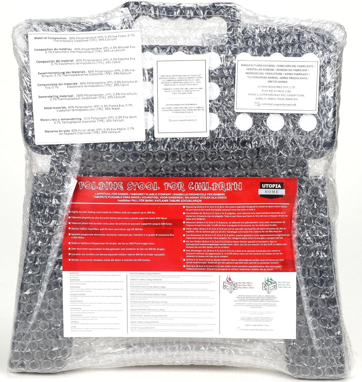 Folding Step Stool - (Pack of 2) Foot Stool with 9 Inch Height - Holds up to 300 Lbs - Lightweight Plastic Foldable Step Stool for Kitchen, Bathroom & Living Room (Black)