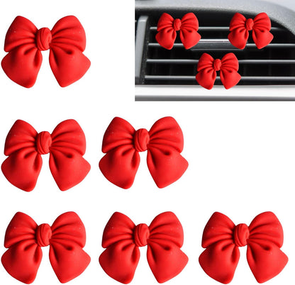 6 Pcs Bow Car Vent Clips (Red)