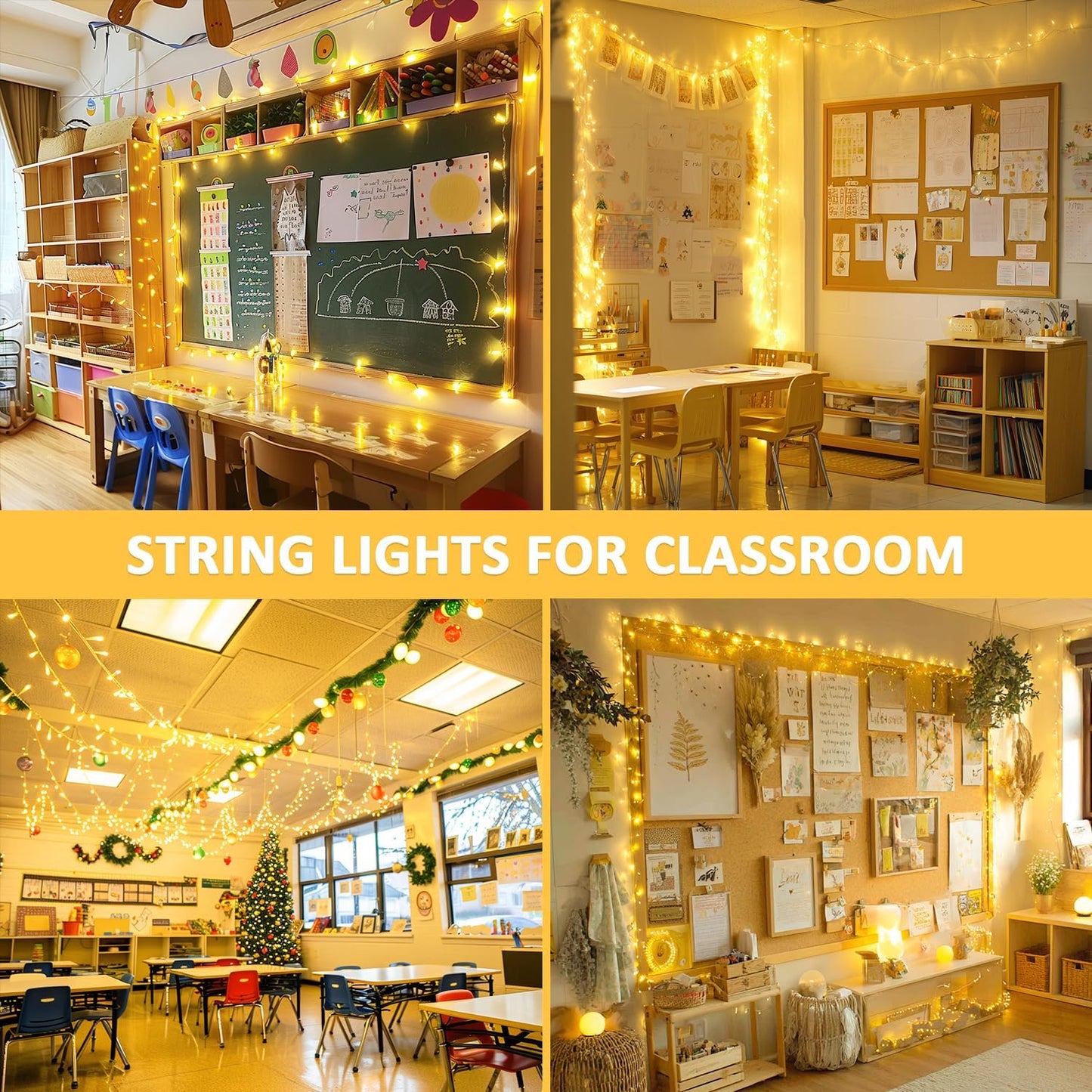 400 LED String Lights Indoor Outdoor Waterproof, 132 Ft Warm White Christmas Lights Plug in with Remote, 8 Modes Led String Lights for outside Patio Holiday Party Bedroom Classroom Decor