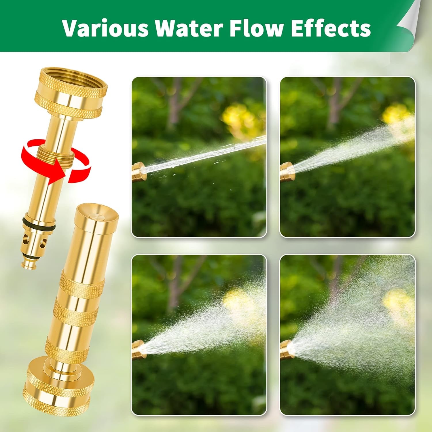 100% Metal Garden Nozzle Sprayer & Brass Adjustable High Pressure Nozzles 2 Pack Spray Gun