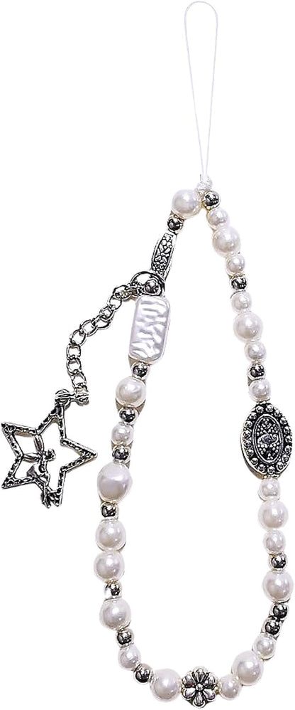 Beaded Camera Wrist Strap Cute Pearl Digital Camera Charm Lanyard