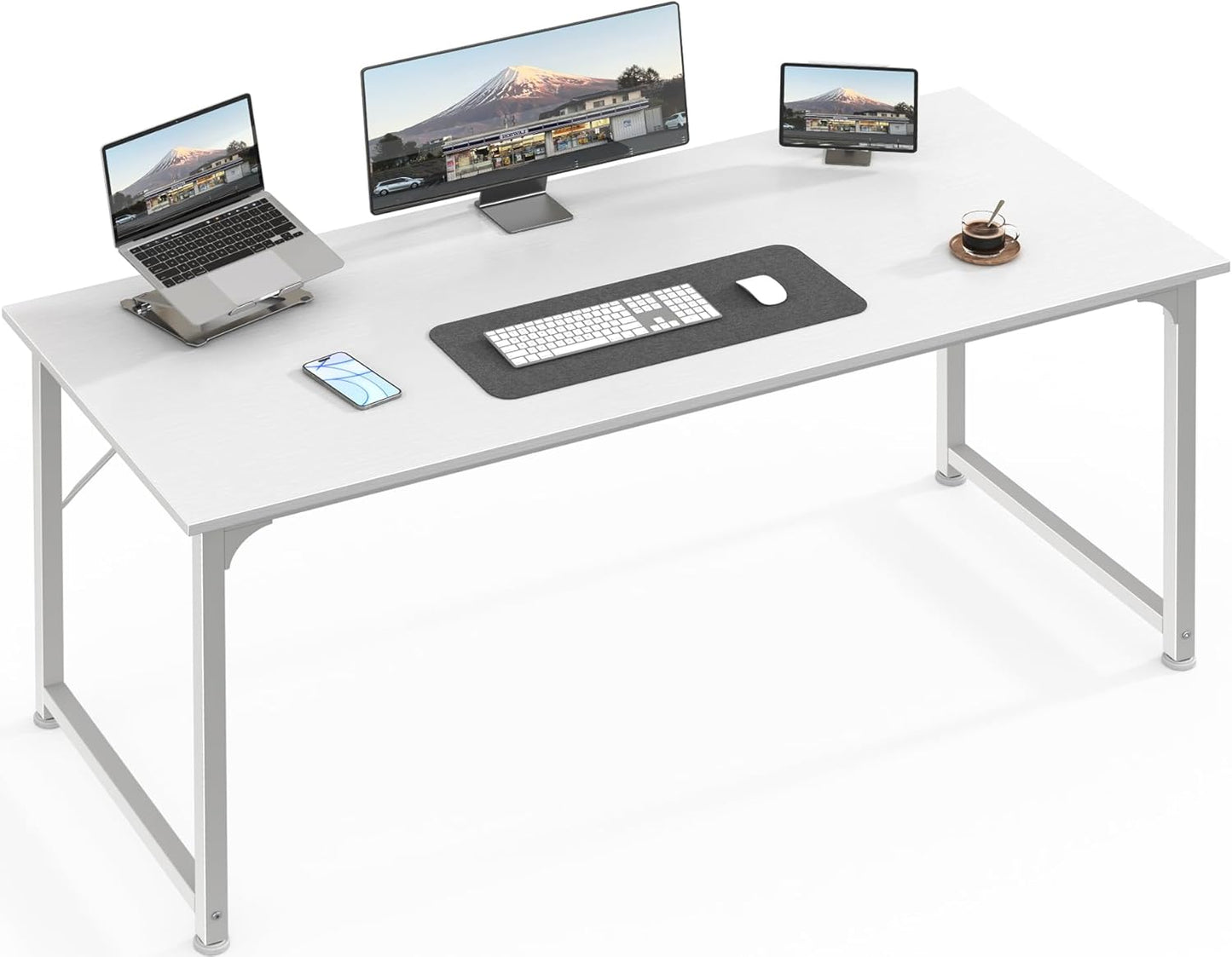 55-Inch Modern Home Office Desk with Sturdy Metal Frame and Ample Legroom for Gaming and Writing