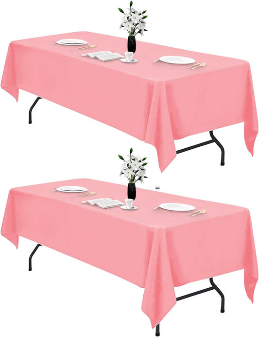 2PCS Blush Pink Table Cloth for Rectangle Table - 60 X 84 Inch Tablecloths Rectangular Waterproof Washable Wrinkle Resistant for 6 FT Tables Wedding Cocktail Party