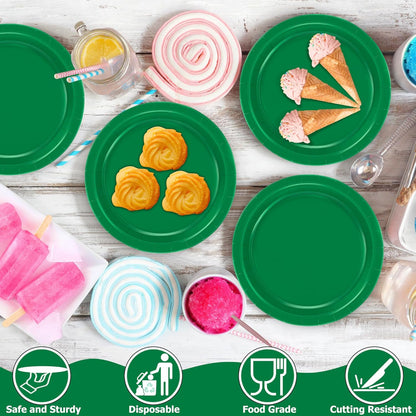 50 PCS Paper Plates, 7 Inches Small Green Plates, Sturdy Disposable Dessert Plates, Heavy Duty Paper Plates, Green Dinnerware, Party Supplies Perfect for Birthdays St Patrick Celebrations