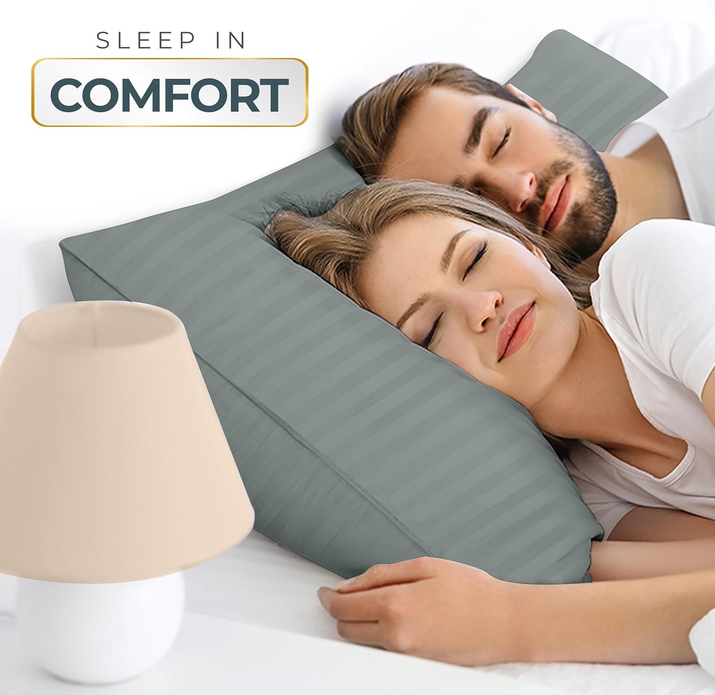 Bed Pillows for Sleeping Queen Size (Light Grey), Set of 2, Cooling Hotel Quality, for Back, Stomach or Side Sleepers