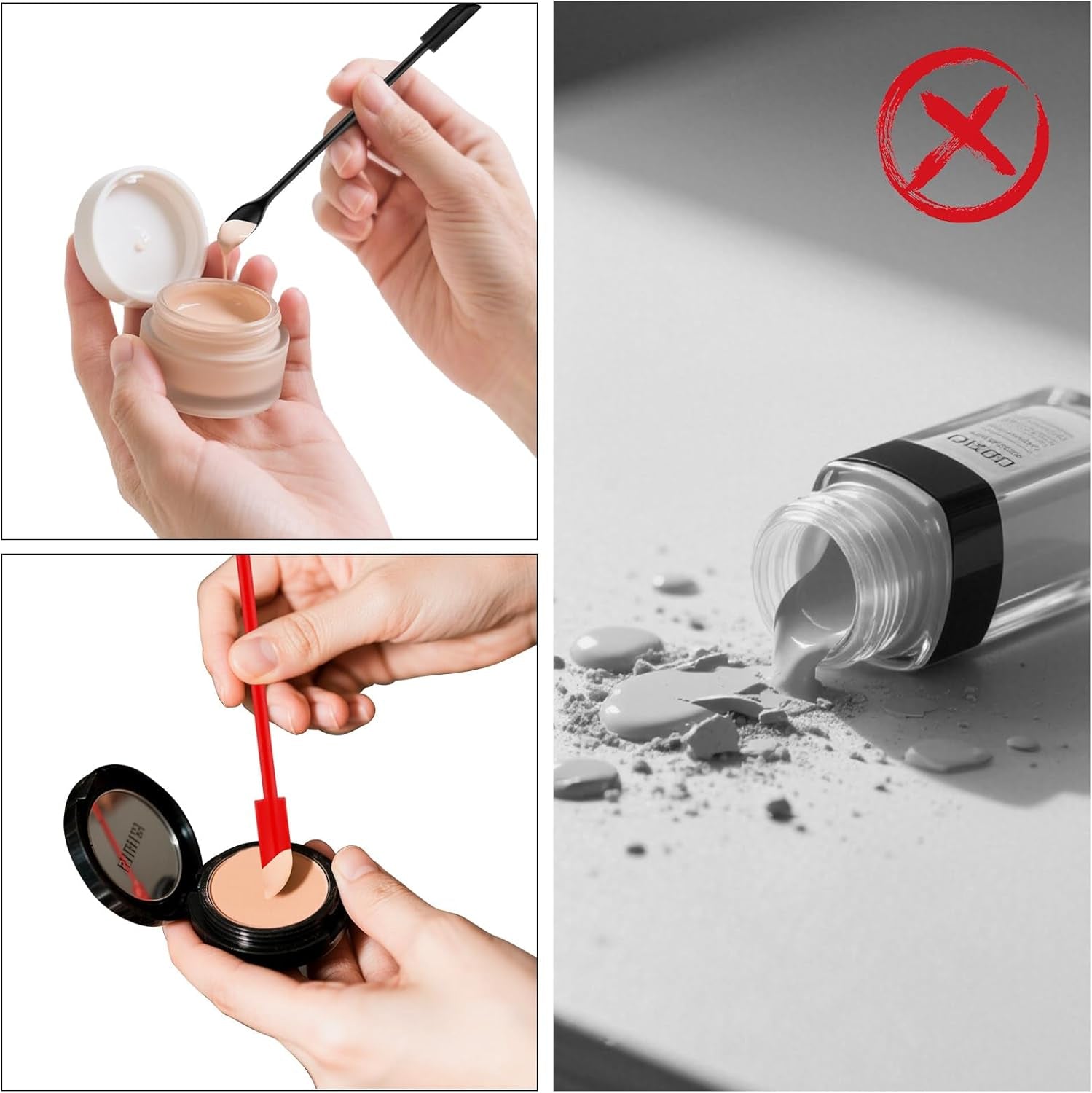 Makeup Spatula Mini Silicone Spatula Set 2Pcs, Dual-Head Small Scraper for Cosmetic Skincare Beauty Face Foundation Lip Lotion Makeup Tools, Tiny Spoon for Narrow Jar Bottle Peanut Butter Kitchen Food