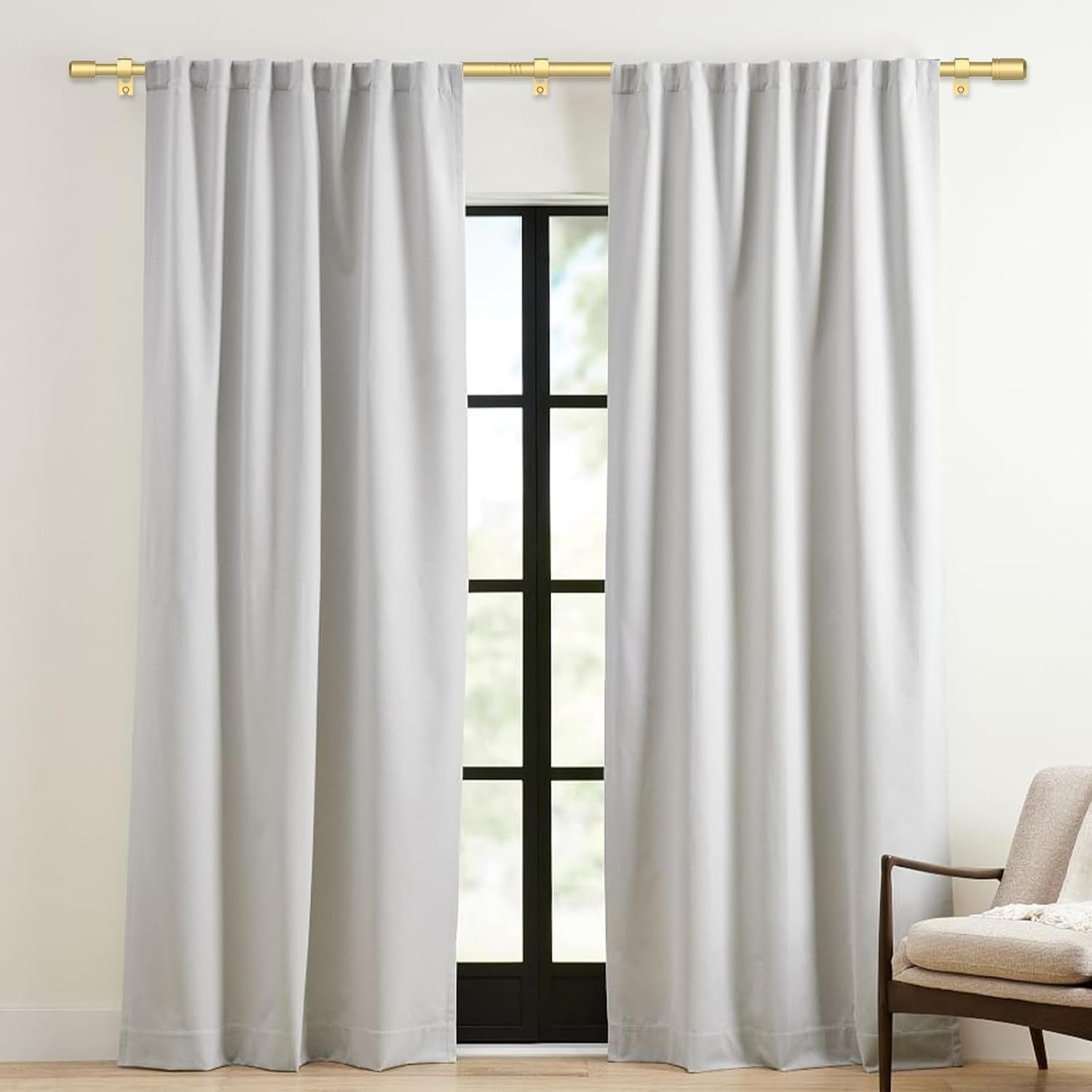 Curtain Rods for Windows 28 to 48-60 Inches, 5/8 Inch Gold Adjustable Small Curtain Rod Set with Brackets for Bedroom Living Room