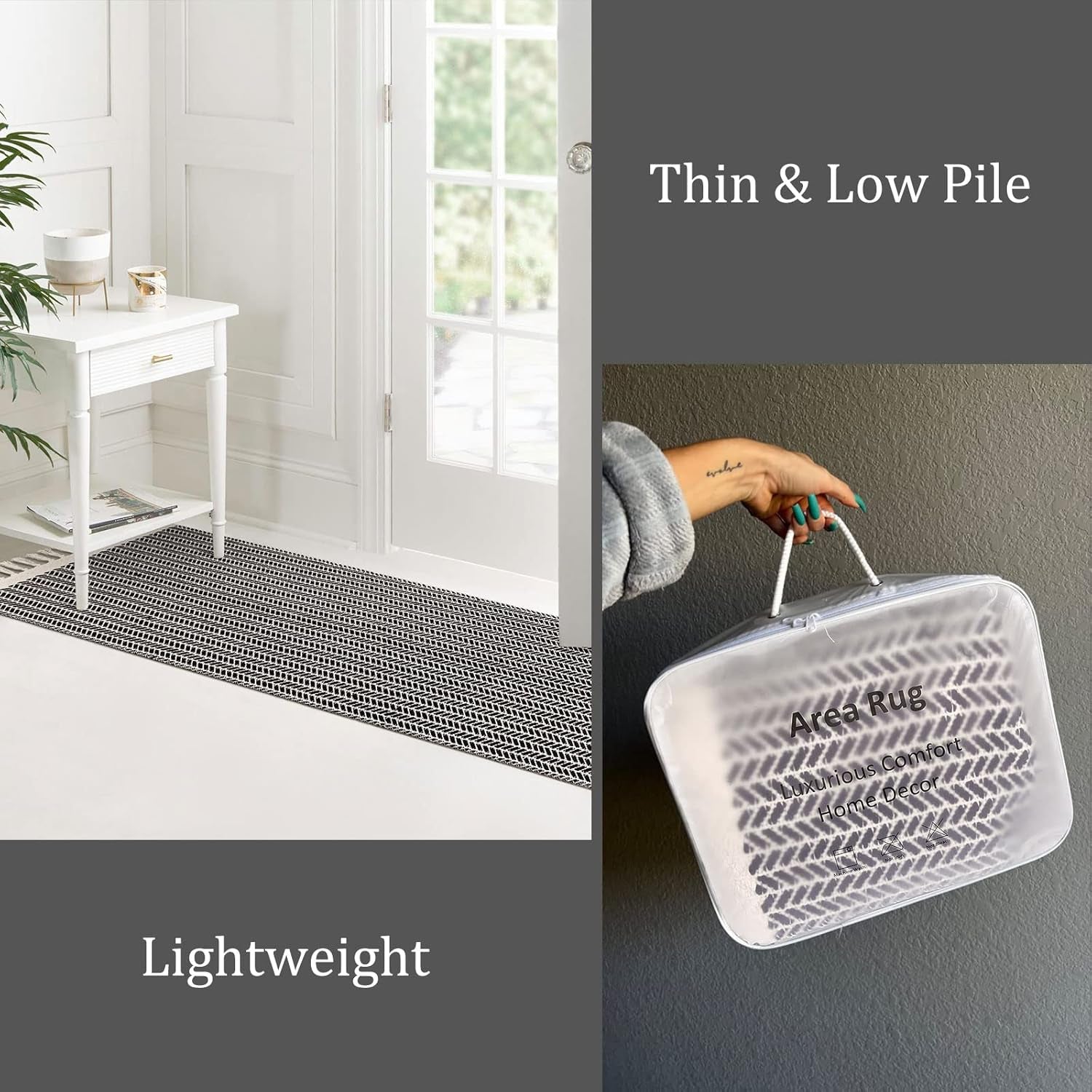 Boho Bathroom Rugs, Small 2X3 Front Door Mat Lightweight Kitchen Rug Woven Cotton Area Rug with Tassels, Farmhouse Washable Black and White Throw Rug Low Pile Carpet for Entry Laundry