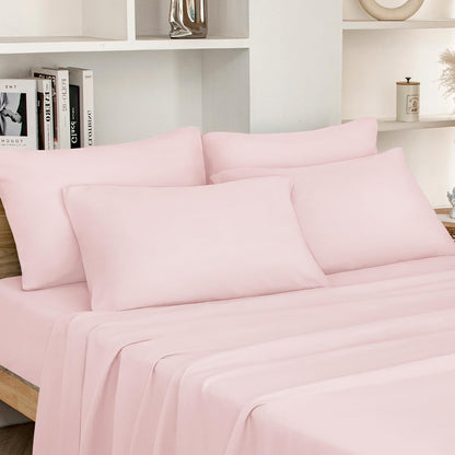 Full Size Bed Sheets - 6 Piece Set (Pale Pink) - Extra Soft Brushed Microfiber 1800 Bedding Sheets, Deep Pocket, Wrinkle & Fade Free