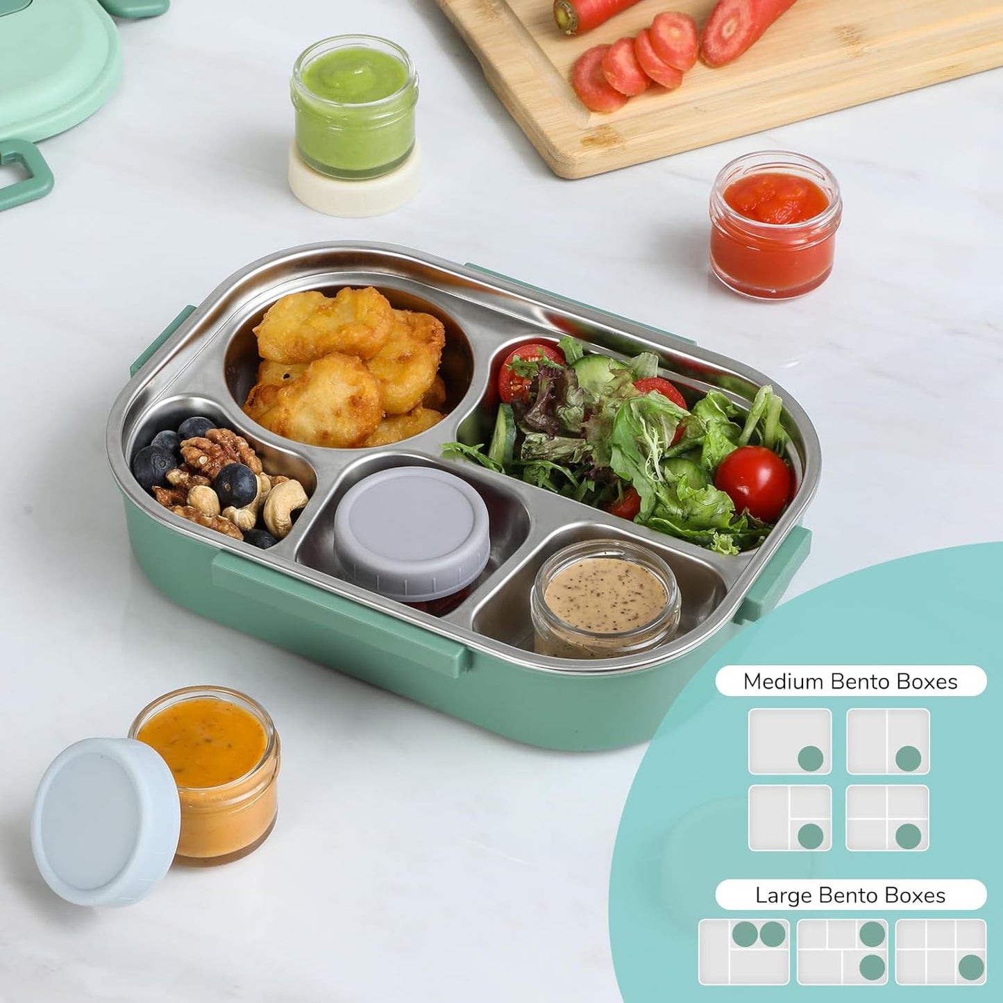 [6 Pack] Salad Dressing Container to Go, 1.7 Oz Glass Small Condiment Container with Lids, Dipping Sauce Cups Set, Leakproof Reusable Sauce Containers for Lunch Box Work Trip.