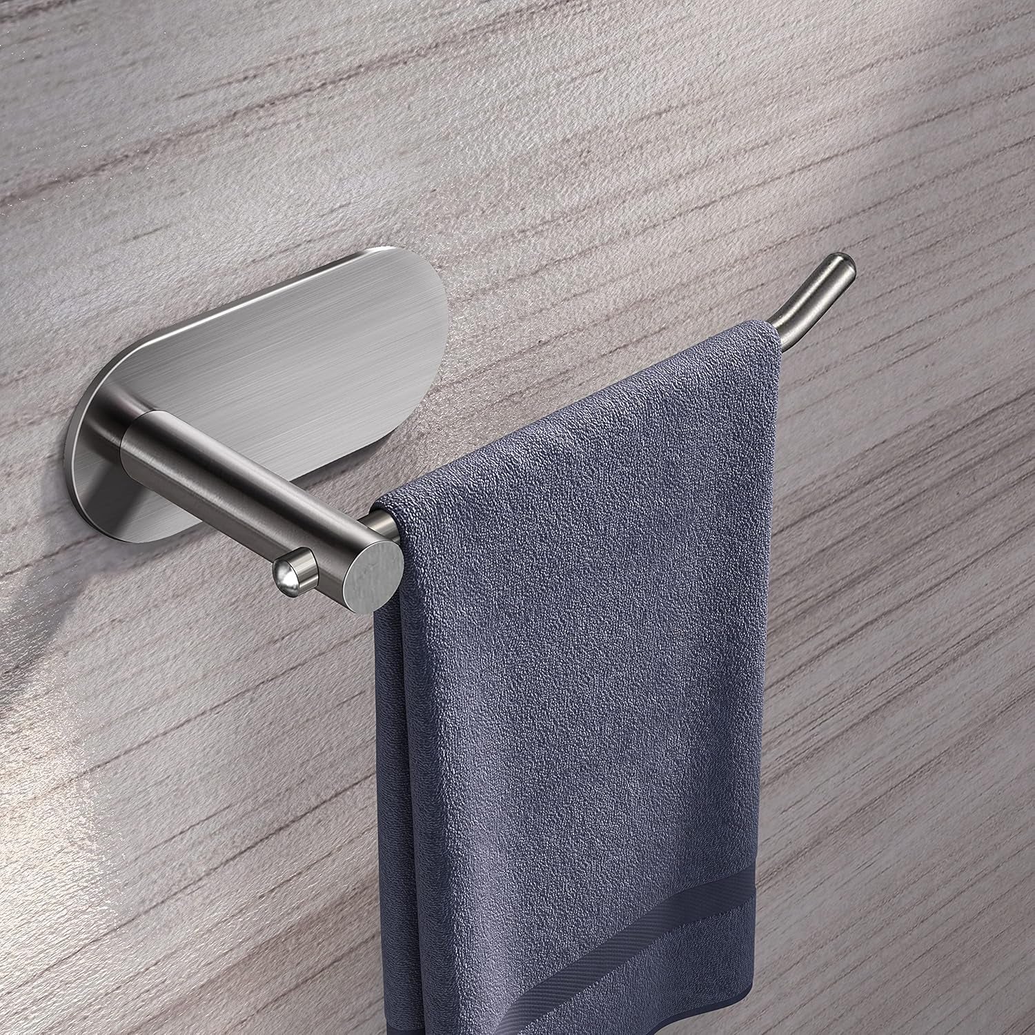 Self Adhesive Hand Towel Holder for Bathroom, Silver Towel Rack Towel Ring Hanger Towel for Kitchen No Drilling - SUS 304 Stainless Steel Brushed