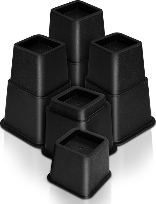 - Adjustable Bed Risers 3, 5, 8 Inch – Heavy Duty Furniture Riser Set of 4 for Beds, Couch & Desk – under Bed Storage & Dorm Room Essential – Supports up to 1,300 Lbs – Black