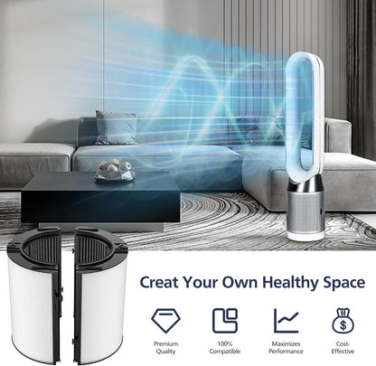 360° Combi 2-IN-1 HEPA + Carbon Filter for Dyson TP09 TP07 TP06 TP04 TP10 TP4A TP7A HP04 HP06 HP07 HP09 HP10 HP4A HP7A PH01 PH02 PH03 PH04 PH3A DP04 Air Purifier, #965432-01