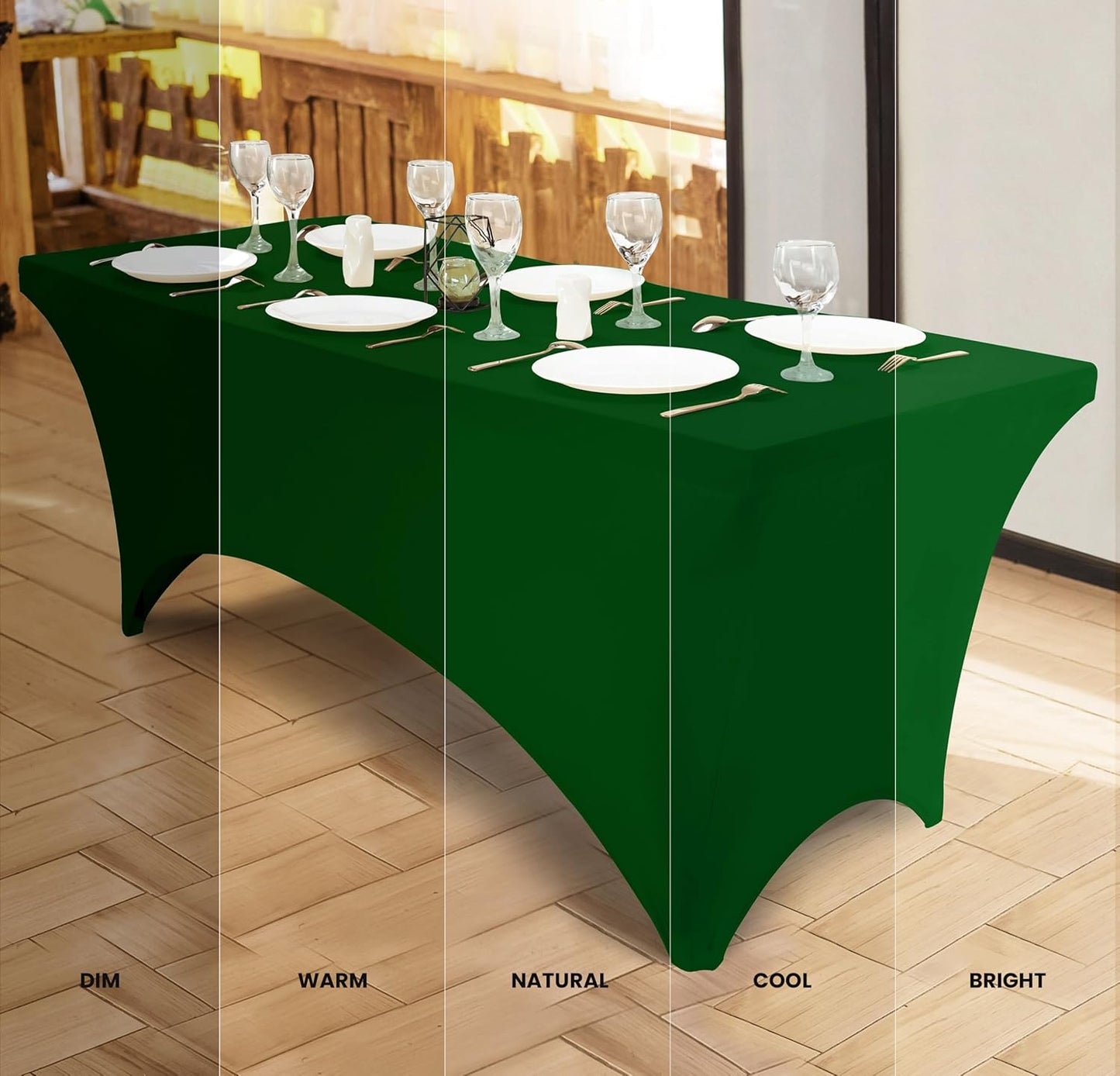 Spandex Tablecloth 2 Pack [6FT, Emerald Green] Tight, Fitted, Washable and Wrinkle Resistant Stretch Rectangular Patio Table Cover for Event, Wedding & Parties [72Lx30Wx30H Inch]