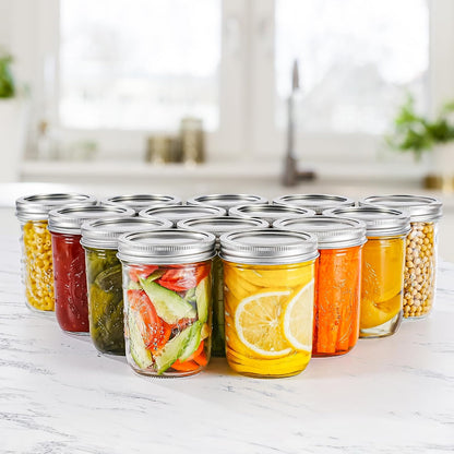 Wide Mouth Mason Jars 16 Oz with Lids [2 Pack], Canning Jars with Metal Airtight Lids and Bands, 16 Oz Glass Jars for Fermenting, Pickling, Freezing, Preserving, Meal Prep, Jar Décor
