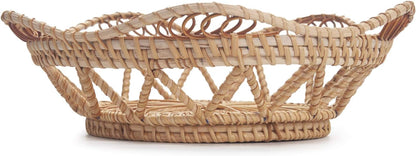 Woven Bread Baskets for Serving Rattan Tray for Fruit Food Kitchen Taptop Natural (10.6Inch D X 3.5Inch H)