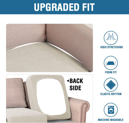 Stretch Couch Cushion Covers Individual Seat Sofa Chair Slipcovers Cushion Protector Cover Featuring Jacquard Textured Twill Fabric(1 Cushion Chair Cover, Island Fossi)