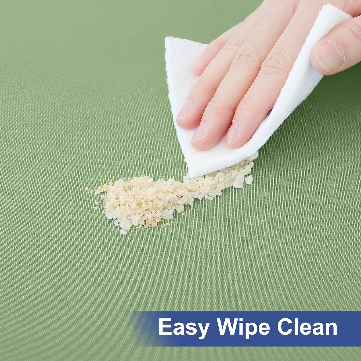 2 Pack 6 Foot Rectangle Elastic Fitted Tablecloth, Waterproof Fabric Table Cover, Washable Polyester Table Cloth for Picnic, Camping, Outdoor (Sage Green, 30" X 72")