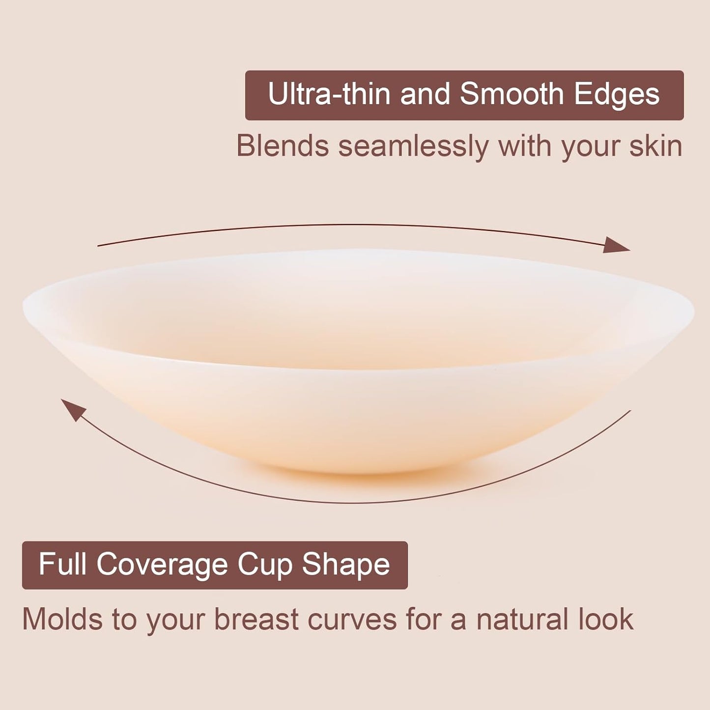 Ultra-Thin Nipple Covers for Women - 2 Pairs, Sticky Adhesive Silicone Nipple Pasty, Reusable Pasties Nipple Covers