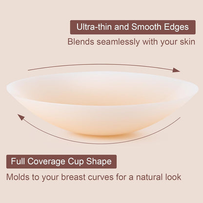 Ultra-Thin Nipple Covers for Women - 2 Pairs, Sticky Adhesive Silicone Nipple Pasty, Reusable Pasties Nipple Covers