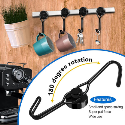 Hooks, 30Lbs+ Magnetic Magnet Hook 2025 Cruise Cabin Ship Essentials Heavy Duty Strong Refrigerator Fridge Hanging for Classroom Beach Vacation Kitchen Grills Home Mug Hanger (6 Pack)