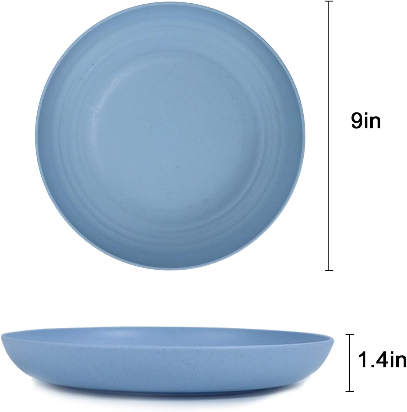 Set of 8 Microwave and Dishwasher Safe Wheat Straw Deep Dinner Plates - 9 Inch in 4 Colors (Fresh Light)