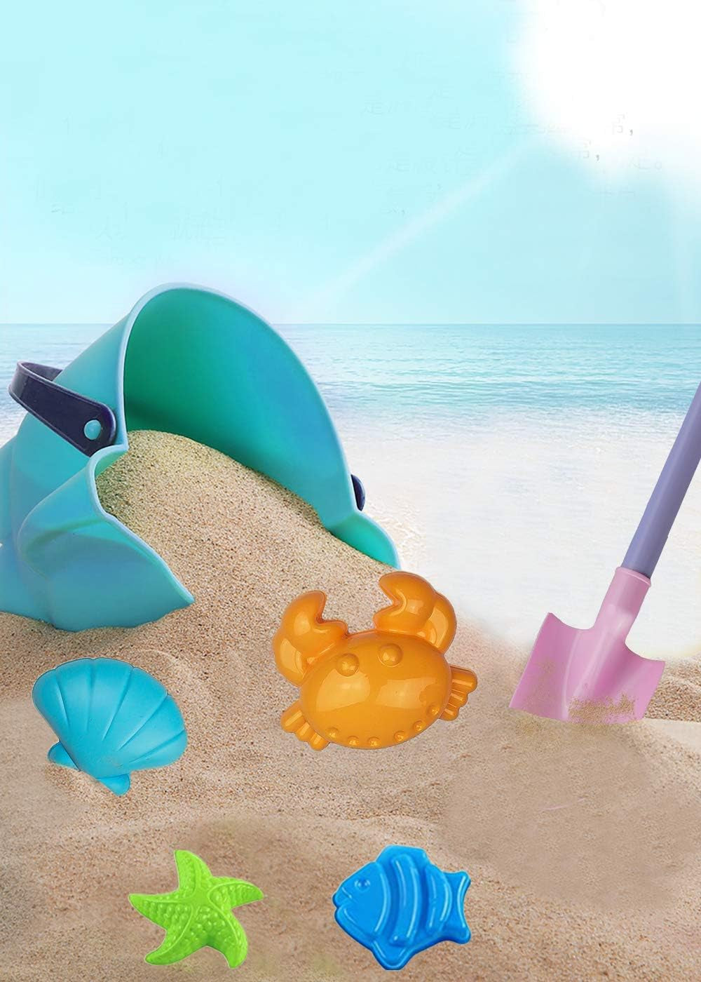 Long Shovels Sand Toys Set with Mesh Bag Including Dump Truck, Beach Buckets, Shovels, Rakes, Molds, Outdoor Beach Toys Tool Kit for Kids, Toddlers, Boys and Girls (15 PCS) Age 3+