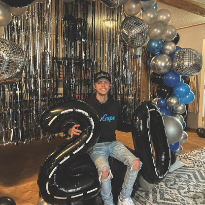 Race Car Number 24 Balloon 40 Inch, Black 24 Number Balloons, 24Th Birthday Decorations, 24 Year Old Race Themed Party Decorations