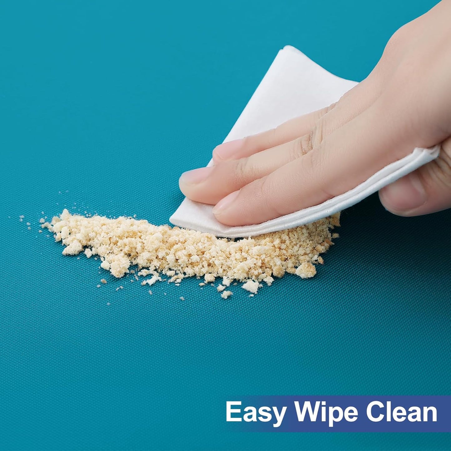 Rectangle Table Cloth Cover, Waterproof Polyester Elastic Fitted Tablecloth, Fits for 6 Foot Folding Tables, Washable Table Protector for Picnic, Camping, Outdoor (Teal, 30" X 72")