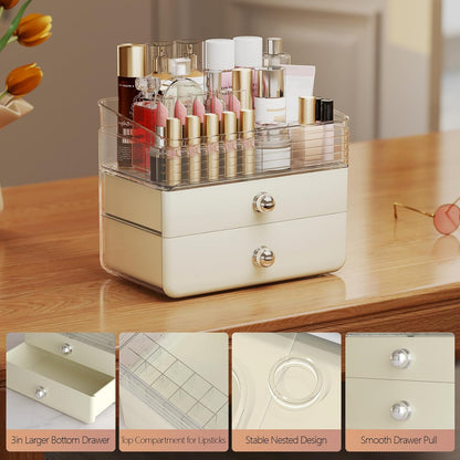 Makeup Organizer Skincare Organizers with Extra Large Drawer - Bathroom Organizers and Storage Cosmetic Display Case for Bathroom Countertop, Bedroom Vanity Desk, Lipstick Organizer, Cream
