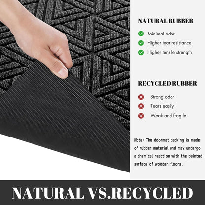 Outdoor Mats for Front Door, Waterproof All-Weather Door Mat outside Entrance, Heavy Duty Non-Slip Welcome Mat, Garage and Patio Indoor Entryway Doormat, Easy Clean, Black