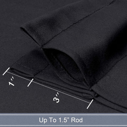 Black Valance for Window, Blackout Small Kitchen Curtain for Bedroom/Living Room, Rod Pocket Privacy Short Window Treatment Valance RV Bunk Panels, 60" Wx14 L