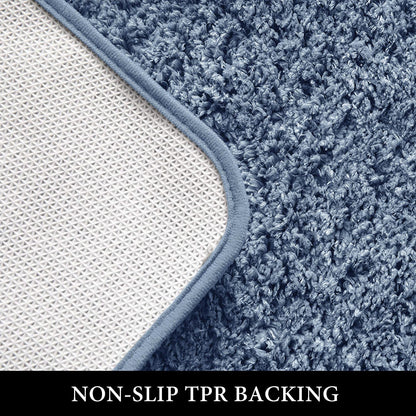 Microfiber U-Shaped Contour Bath Mat - Extra Thick, Soft, Absorbent, Non-Slip Rug for Bathroom Commode - Machine Washable (20x20 Inch, Dusty Blue)