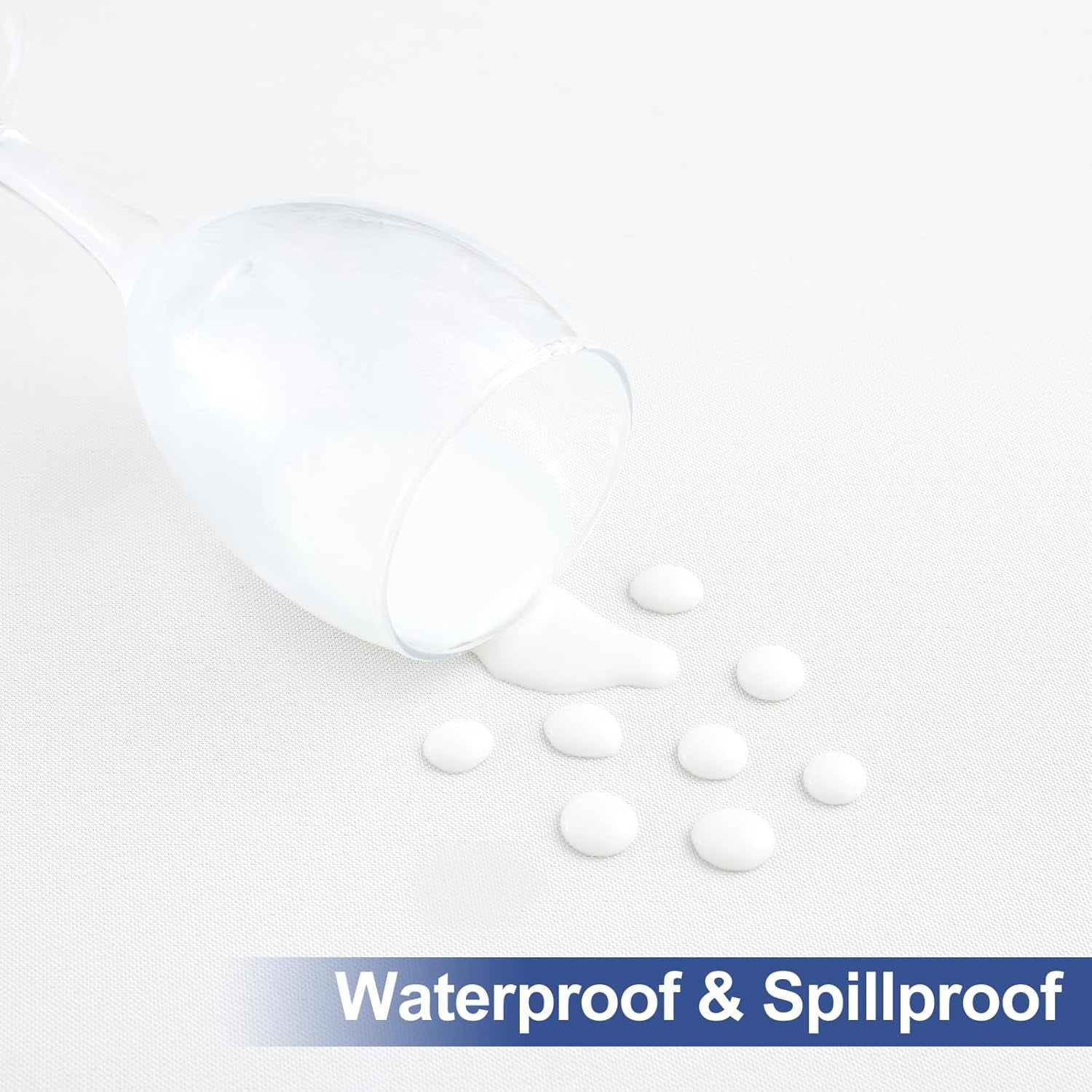 Rectangle Table Cloth Cover, Waterproof Polyester Elastic Fitted Tablecloth, Fits for 6 Foot Folding Tables, Washable Table Protector for Picnic, Camping, Outdoor (White, 30" X 72")