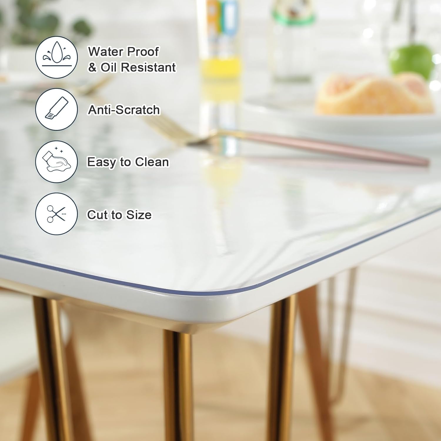 Clear Desk Mat 16 X 36 Inch, 1.5Mm Thick Clear Table Protector, Waterproof Plastic Table Cover Protector, PVC Desk Protector Mat, Vinyl Desk Cover for Desktop, Coffee & Dining Table