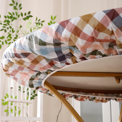 Round Vinyl Fitted Tablecloth with Flannel Backing Elastic Edge Design Table Cover Waterproof Oil-Proof PVC Table Cloth Stain-Resistant Best for 32"-36" Round