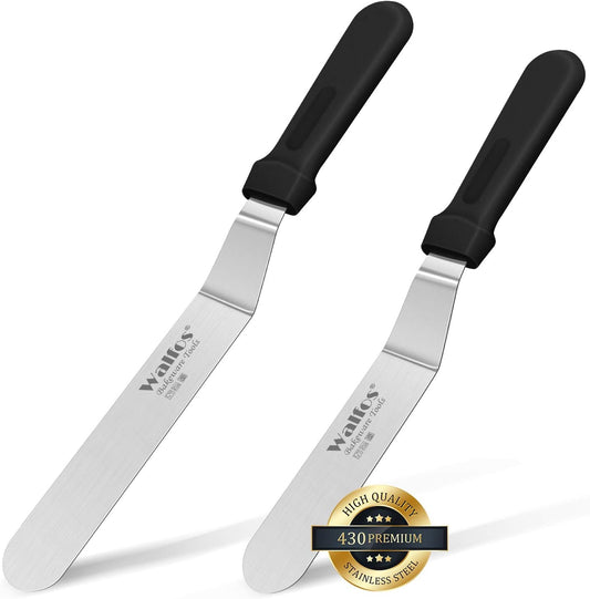 Icing Spatulas, Stainless Steel Cake Spatula with Sturdy and Durable Handle Cake Decorating Spatula Set of 2 - Multi Purpose Use for Home, Kitchen or Bakery (6” & 8”)