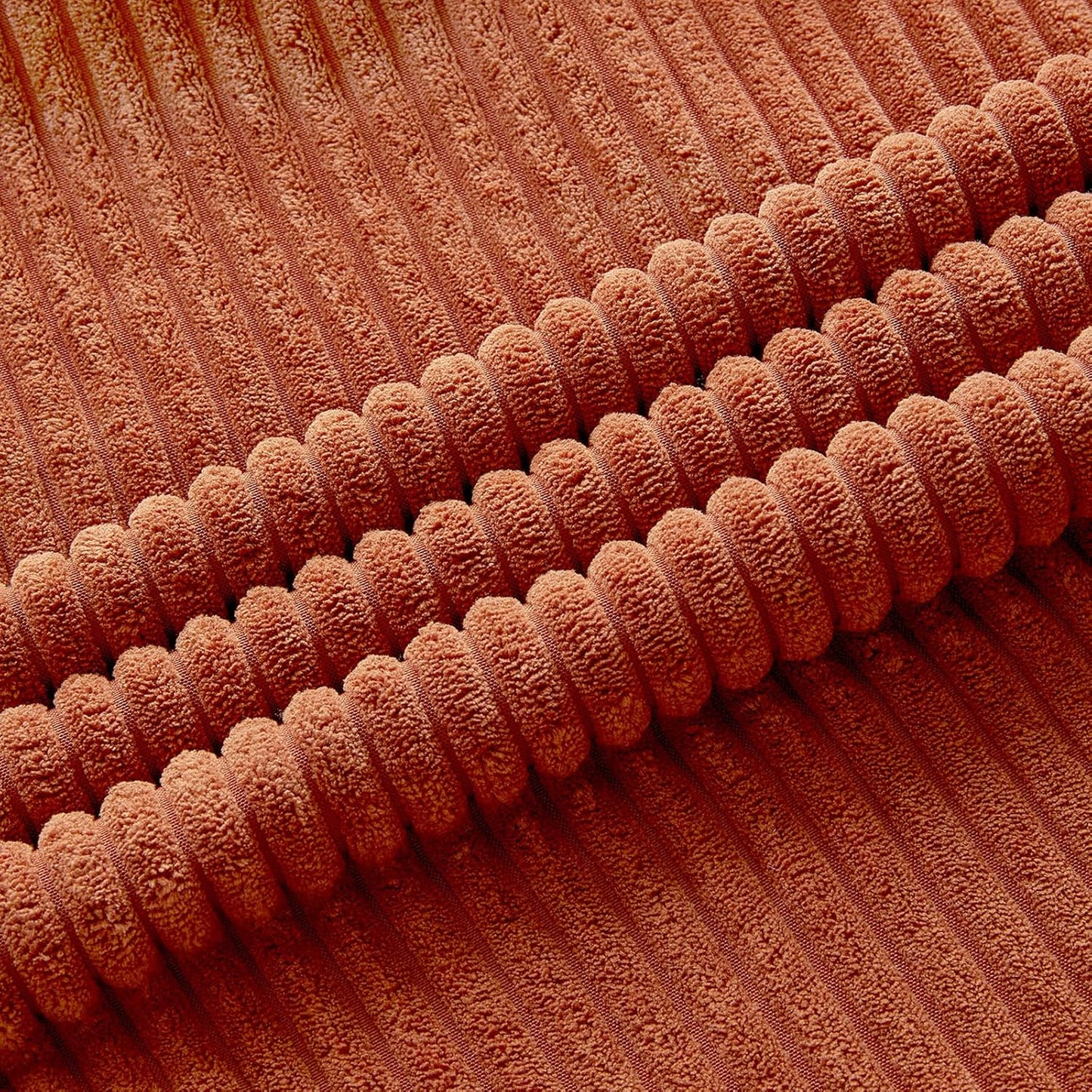 Set of 2 Burnt Orange Boho Decorative Throw Pillow Covers 16X16 Inch with Diagonally Pattern for Living Room Couch Bed Sofa, Soft Textured Corduroy Aesthetic Farmhouse Home Decor 40X40 Cm